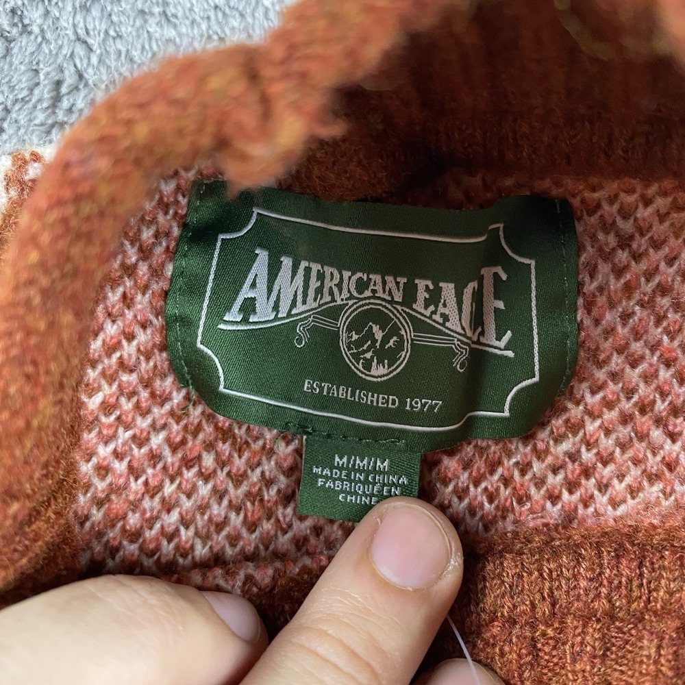 American Eagle Mock Neck‎ Cropped Fair Isle Pattern Close Knit Sweater Medium - Picture 11 of 16